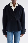 Chloé Double Breasted Wool Blend Peplum Jacket