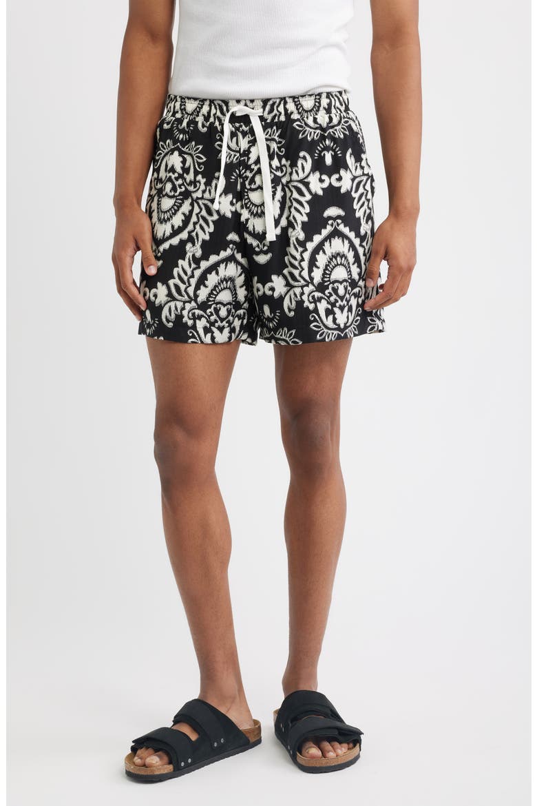 Xander Print Shorts, Main, color, BLACK