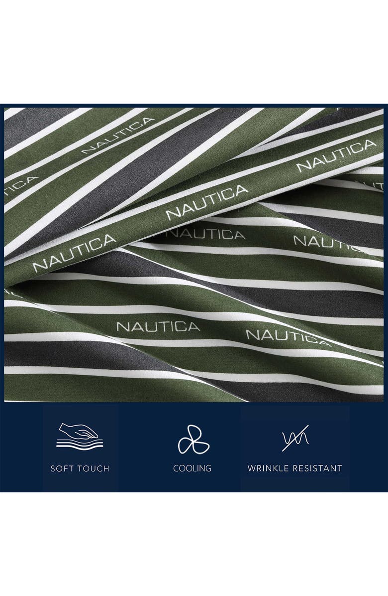 Nautica Varadero Typeface 200 Thread Count Sheet Set, Alternate, color, Fern Green Whale Grey