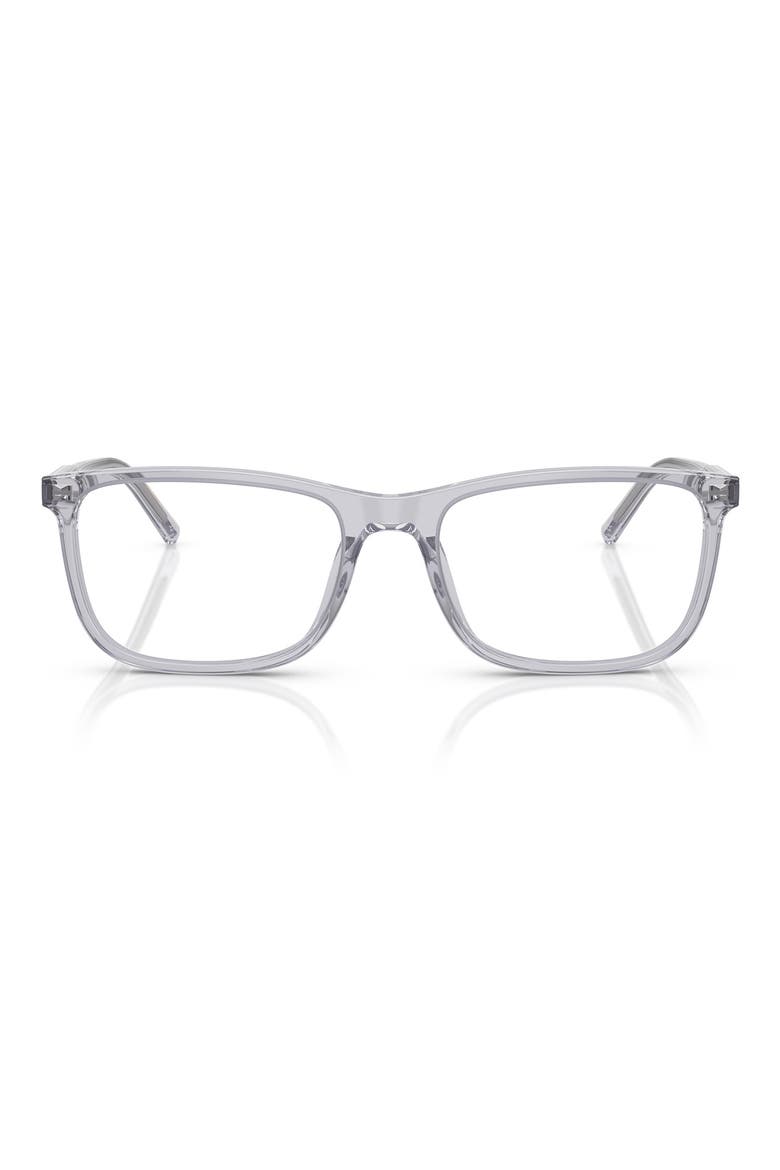 53mm Rectangular Optical Glasses, Main, color, TRANSPARENT GREY / DEMO LENS