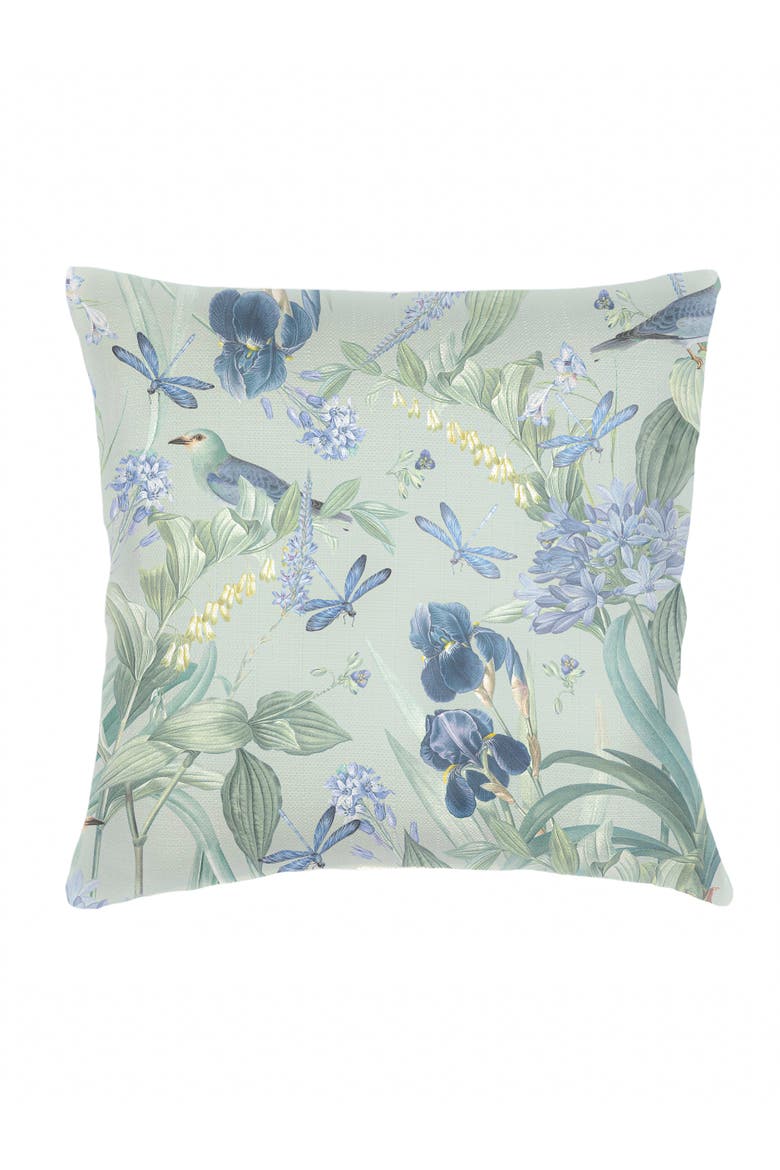 Tropical Paradise Aqua Linen Euro Pillow 26x26 with Down Insert, Main, color, Aqua