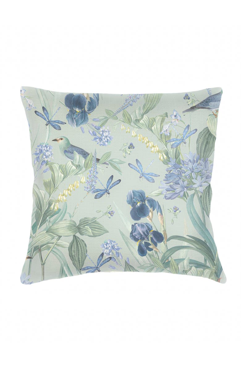 Anaya Tropical Paradise Aqua Linen Euro Pillow 26x26 with Down Alternative Insert, Main, color, Aqua