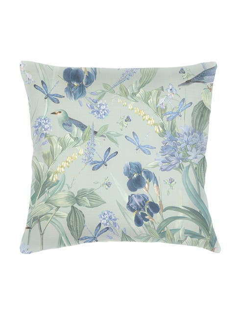 Tropical Paradise Aqua Linen Euro Pillow 26x26 with Down Insert