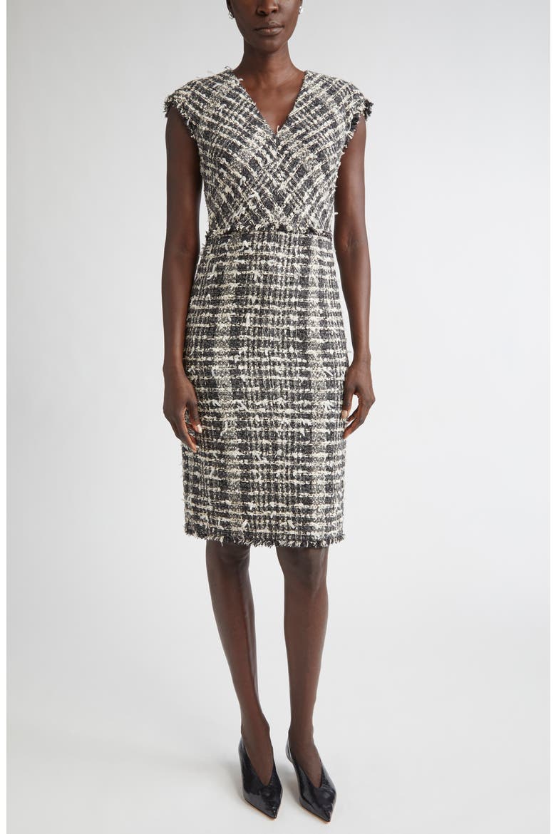 Eyelash Tweed Sheath Dress, Main, color, MEDIUM GREY MELANGE MULTI
