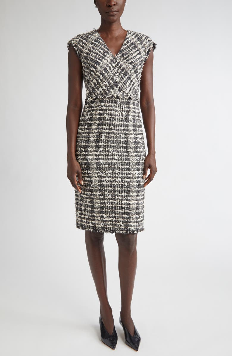 ST. JOHN Eyelash Tweed Sheath Dress, Main, color, Medium Grey Melange Multi