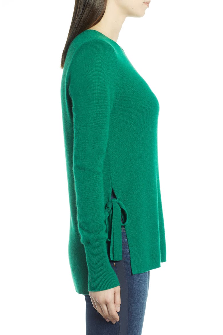Side Tie Cashmere Sweater, Alternate, color, GREEN ULTRA