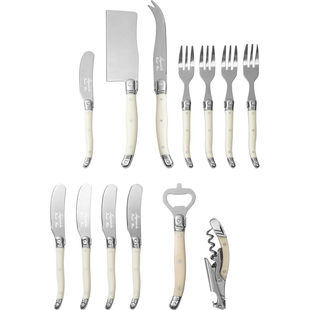 French Home Ultimate 13-piece Assorted Charcuterie Knife & Fork Set In Faux Ivory