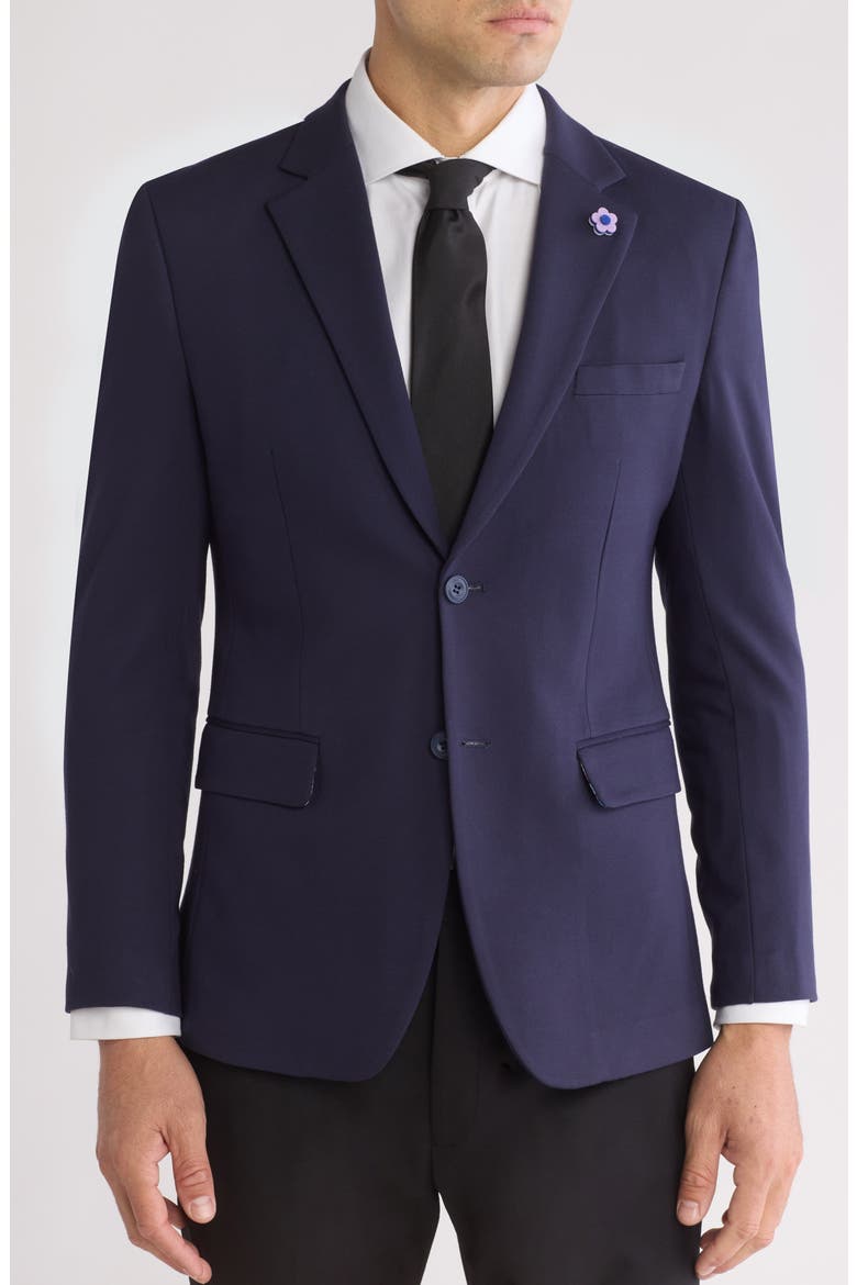 Slim Fit Two-Button Knit Fashion Blazer, Main, color, NAVY