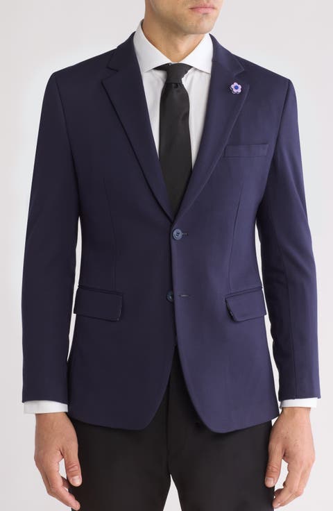 Slim Fit Two-Button Knit Fashion Blazer