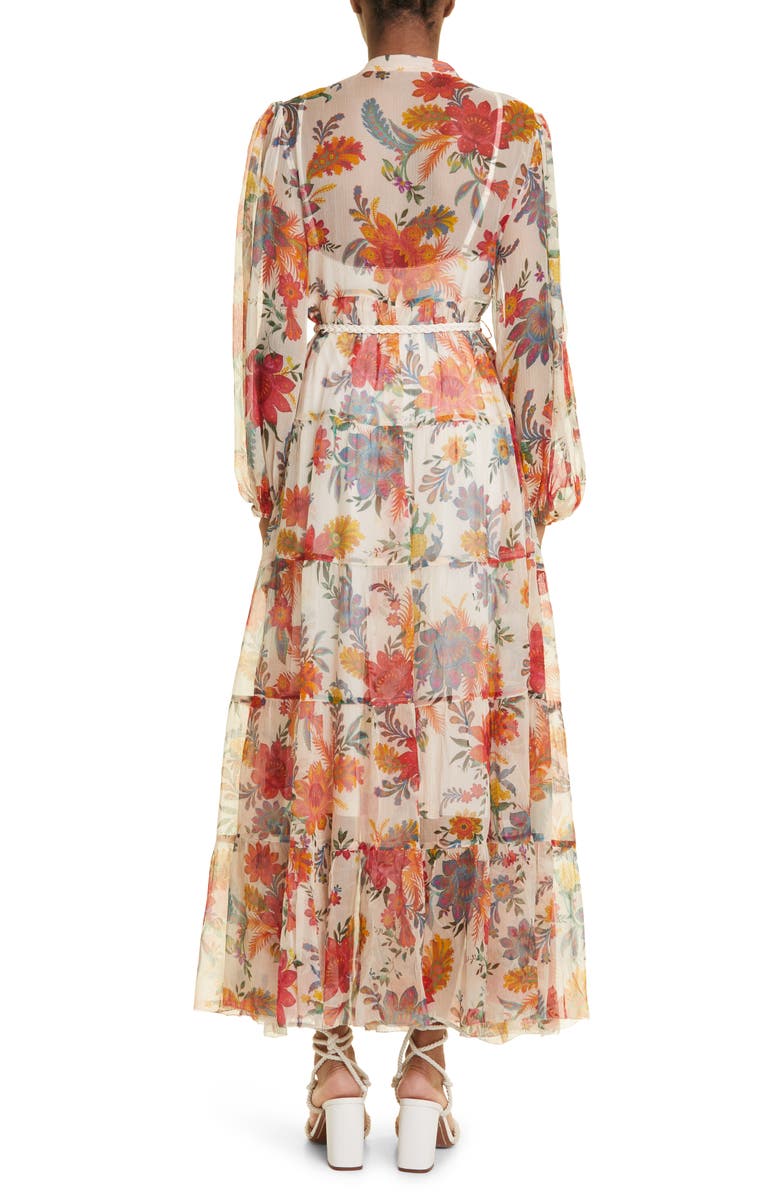 Zimmermann Ginger Floral Print Silk Twill Cover-Up Dress, Alternate, color, 