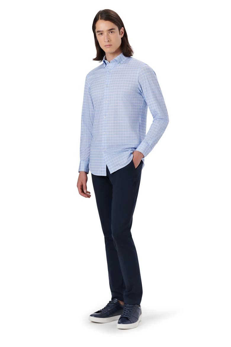 OoohCotton® Grid Button-Down Shirt, Alternate, color, SKY