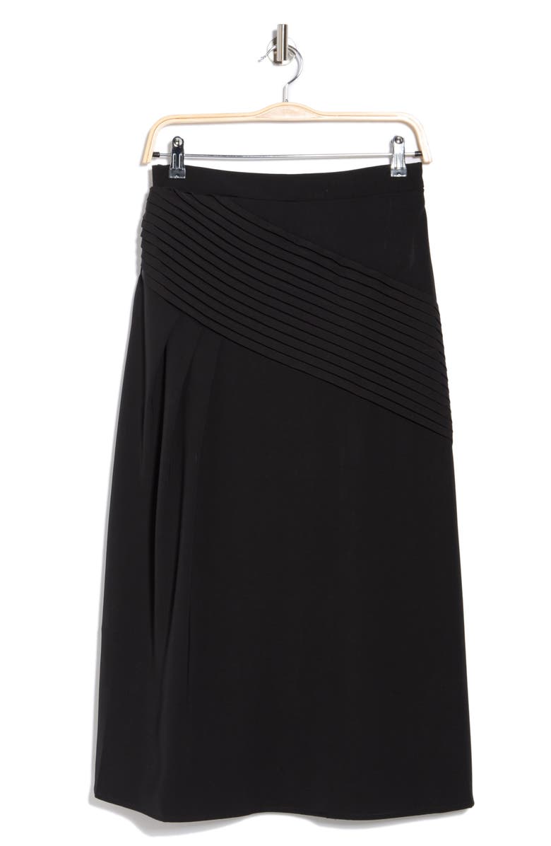 Forgotten Grace Ruffle Stripe Pleat Midi Skirt, Alternate, color, Black