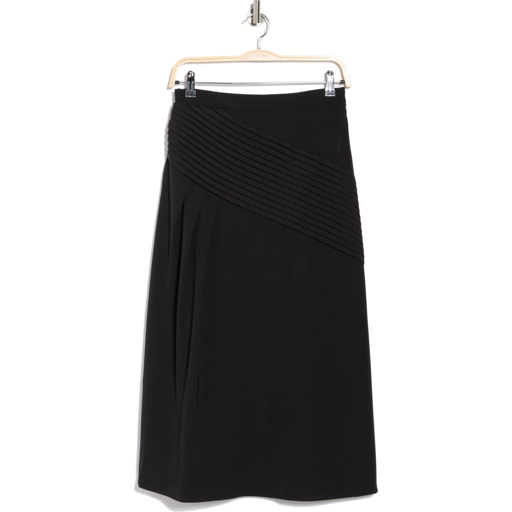 Forgotten Grace Ruffle Stripe Pleat Midi Skirt In Black
