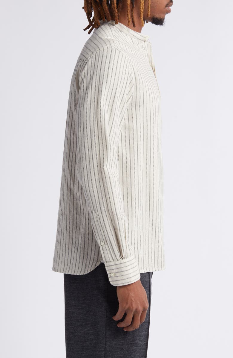 Officine Générale Alfred Stripe Brushed Cotton Button Front Shirt, Alternate, color,