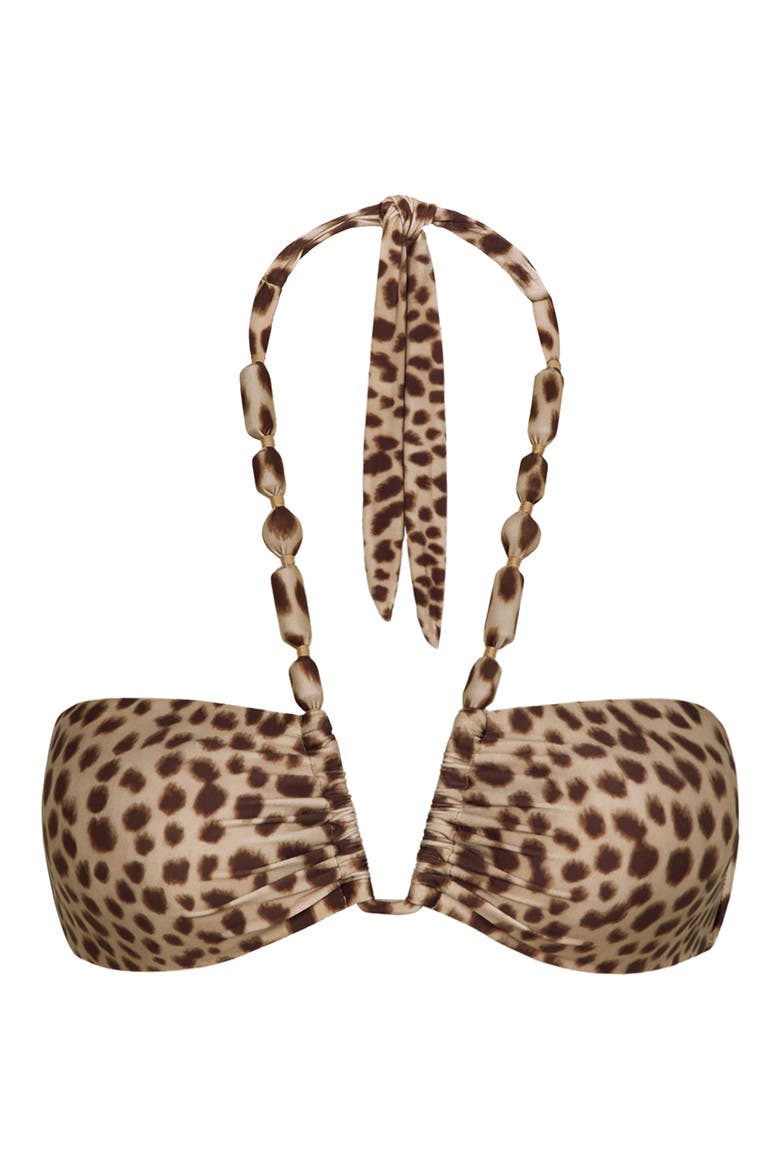 Atena Carol Animal Print Halter Bikini Top, Alternate, color, BROWN MULTI