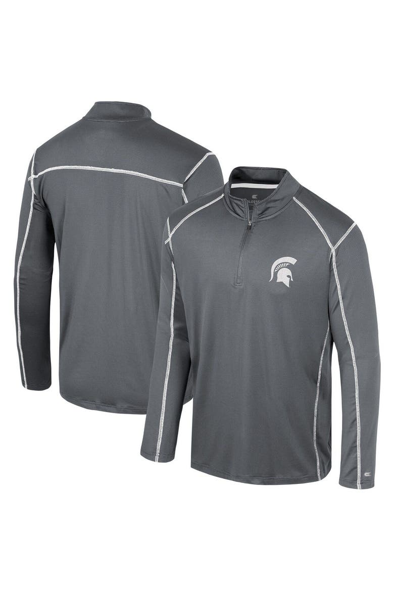 Men's Colosseum Black Michigan State Spartans Cameron Quarter-Zip Windshirt, Main, color, Black