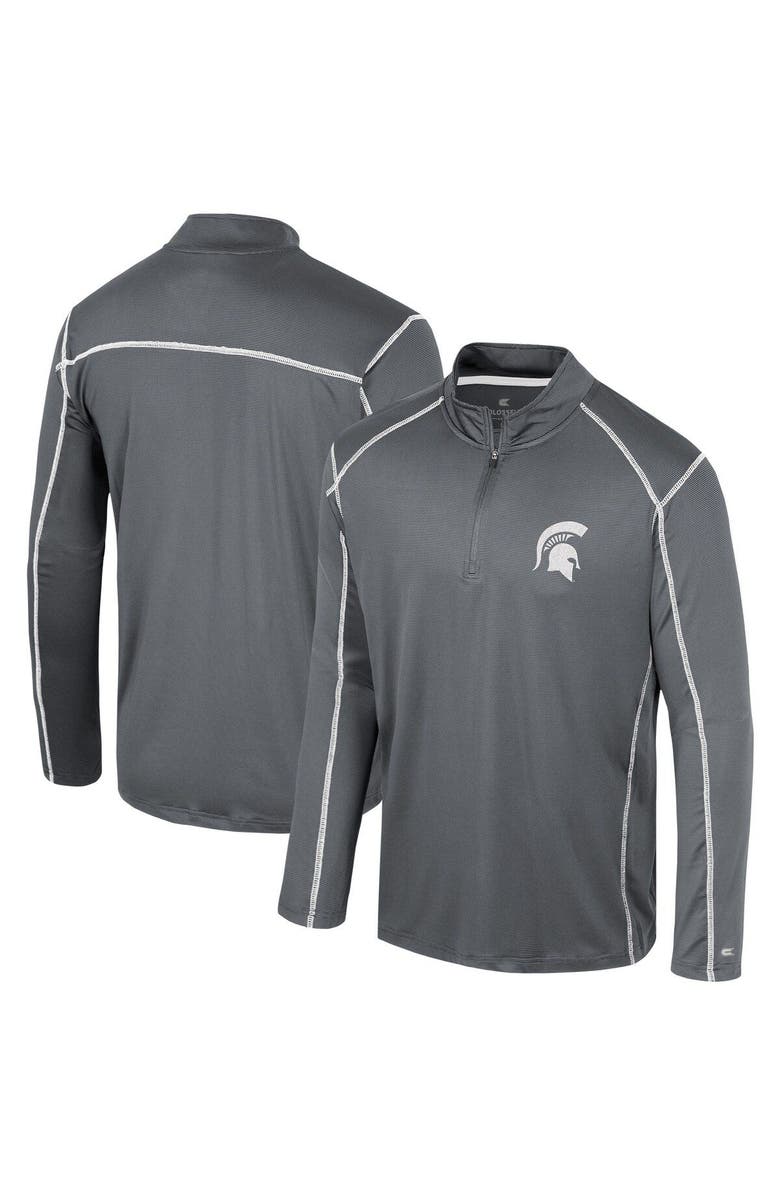 COLOSSEUM Men's Colosseum Black Michigan State Spartans Cameron Quarter-Zip Windshirt, Main, color, Black