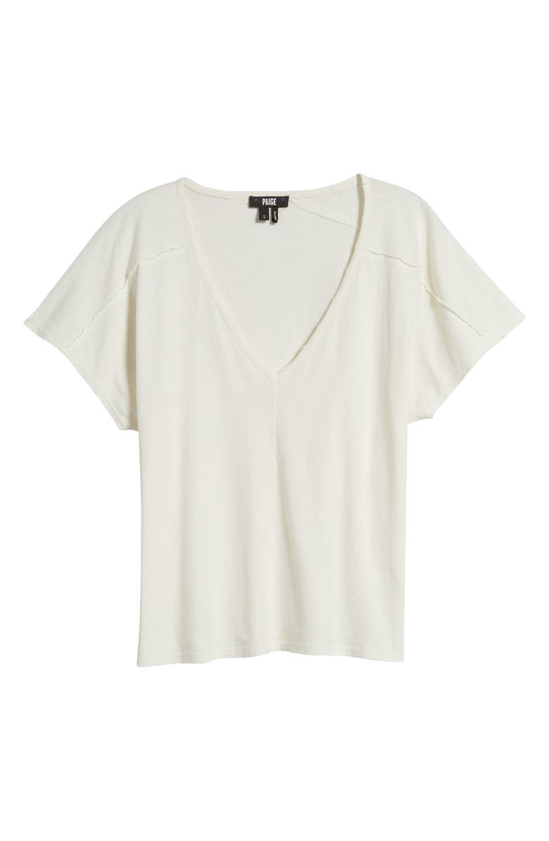 PAIGE Yelena Cotton & Linen V-Neck T-Shirt, Alternate, color,