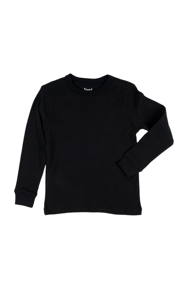 Leveret Kids Long Sleeve T-Shirt, 100% Cotton, Solid Colors, Alternate, color, Black