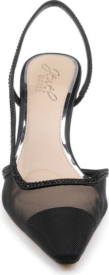 Black Slingback Heels JEWEL BADGLEY MISCHKA Womens Silver Glitter