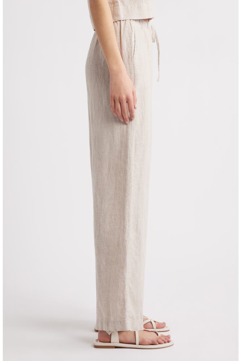 Emmie Linen Drawstring Pants, Alternate, color, HEATHERED FLAX
