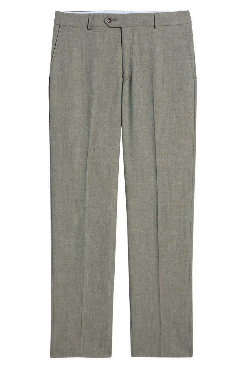 Lightweight Flat Front Mesh Weave Wool Dress Pants, Alternate, color, GREEN MIX