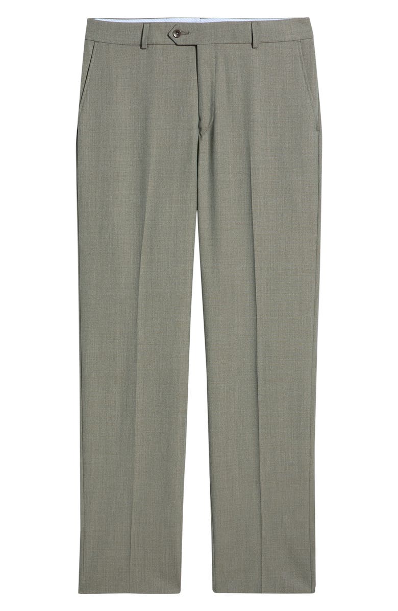 Berle Lightweight Flat Front Mesh Weave Wool Dress Pants, Main, color, Green Mix