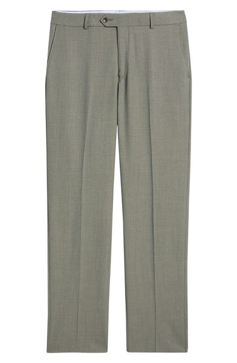 Lightweight Flat Front Mesh Weave Wool Dress Pants