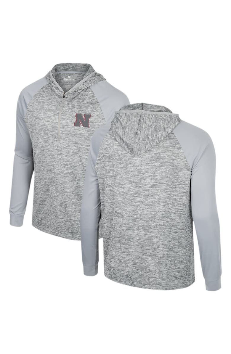 COLOSSEUM Men's Colosseum Gray Nebraska Huskers Cybernetic Raglan Quarter-Zip Hooded Top, Main, color,