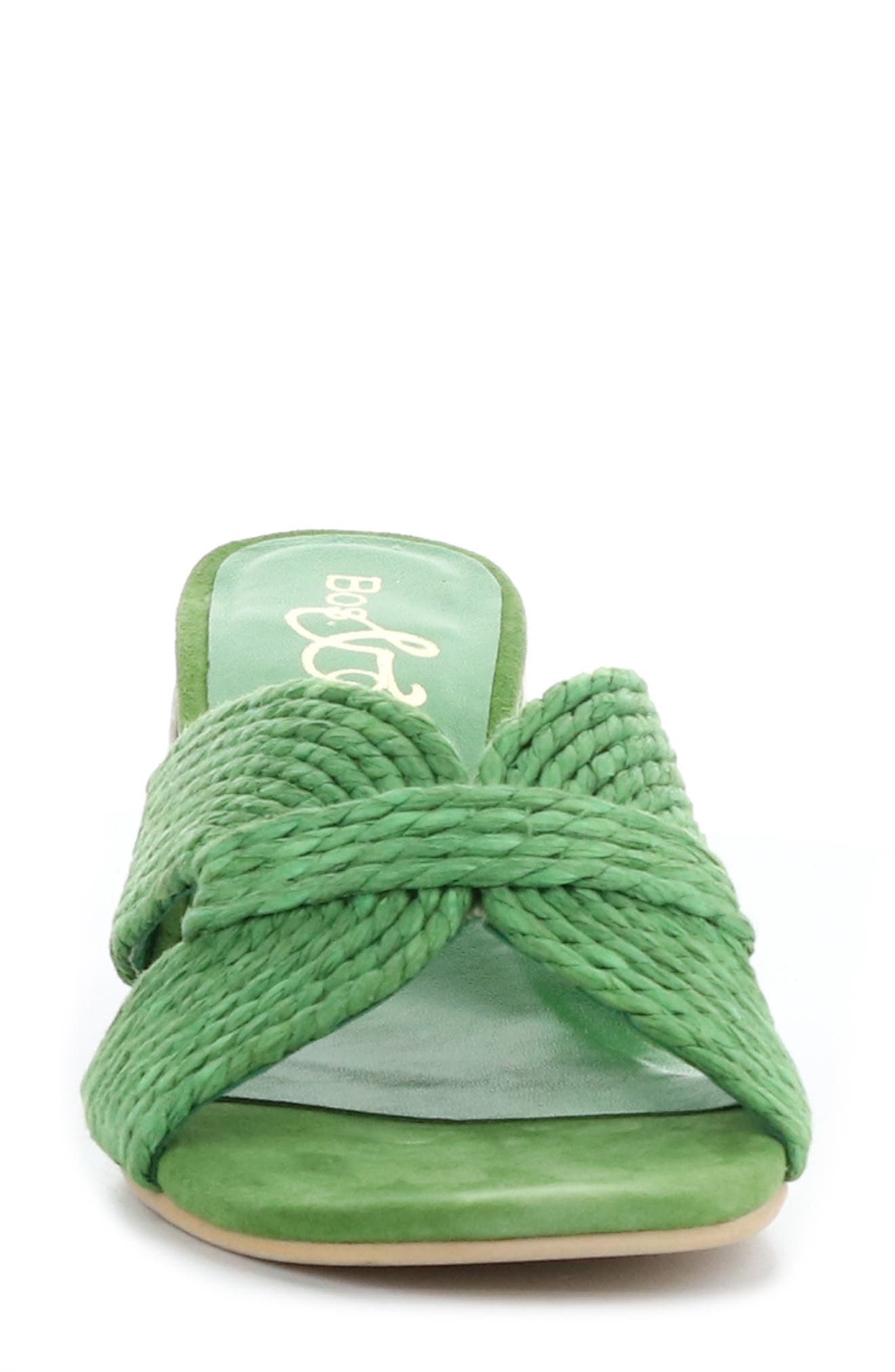 Bos. & Co. Gessa Block Heel Slide Sandal, Alternate, color, Green Rafia/Suede