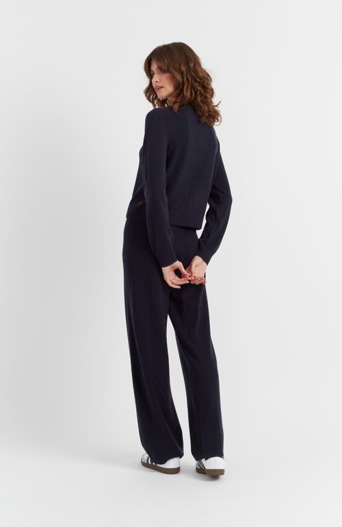 Chinti & Parker Wool Cashmere Blend Crew Neck Cropped Cardigan In Blue