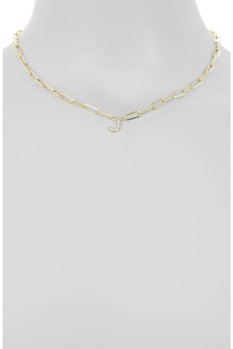 Diamond Initial Charm Paper Clip Chain Necklace, Alternate, color, YELLOW-J