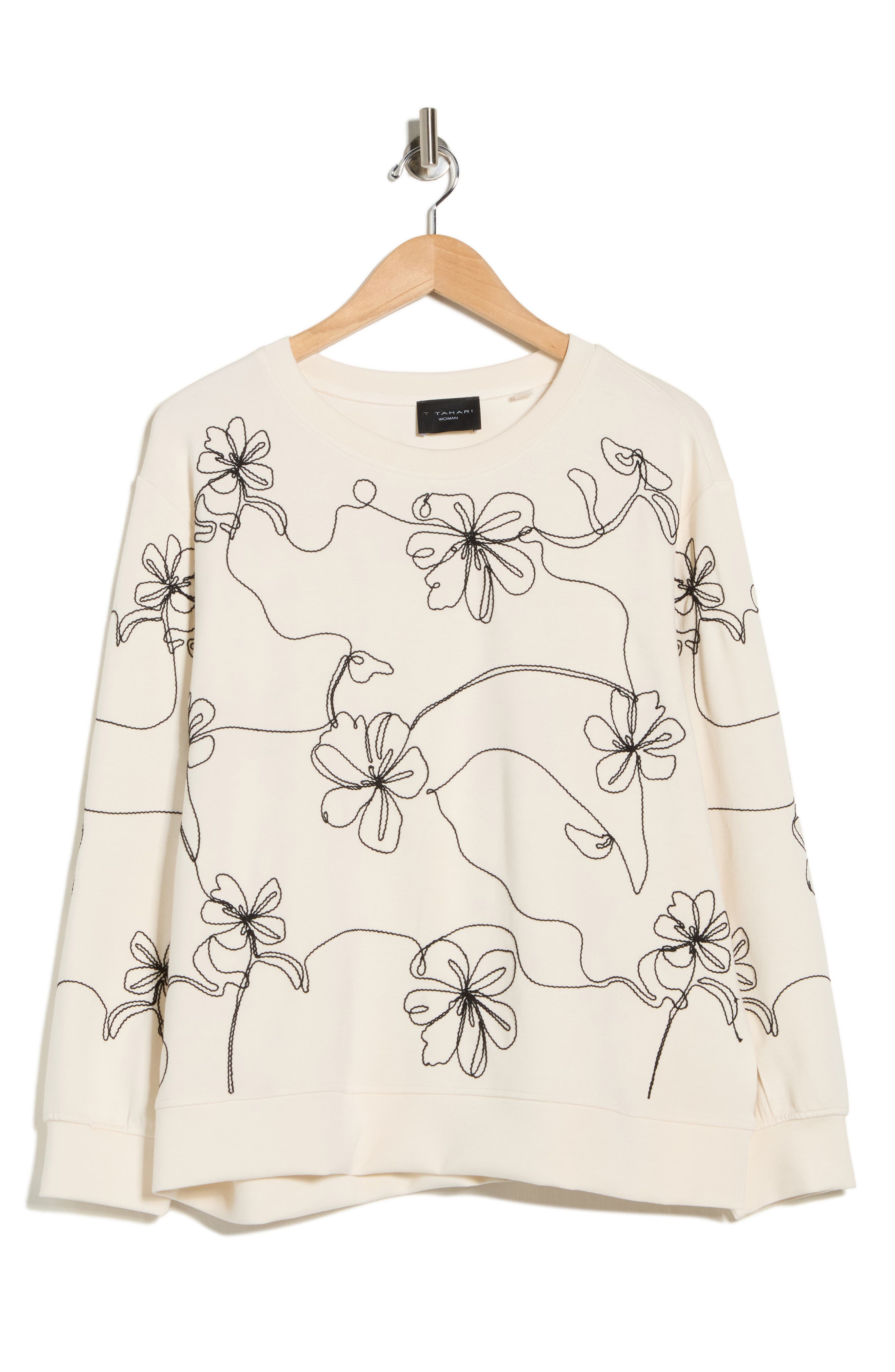 T Tahari Embroidered Scuba Knit Sweatshirt