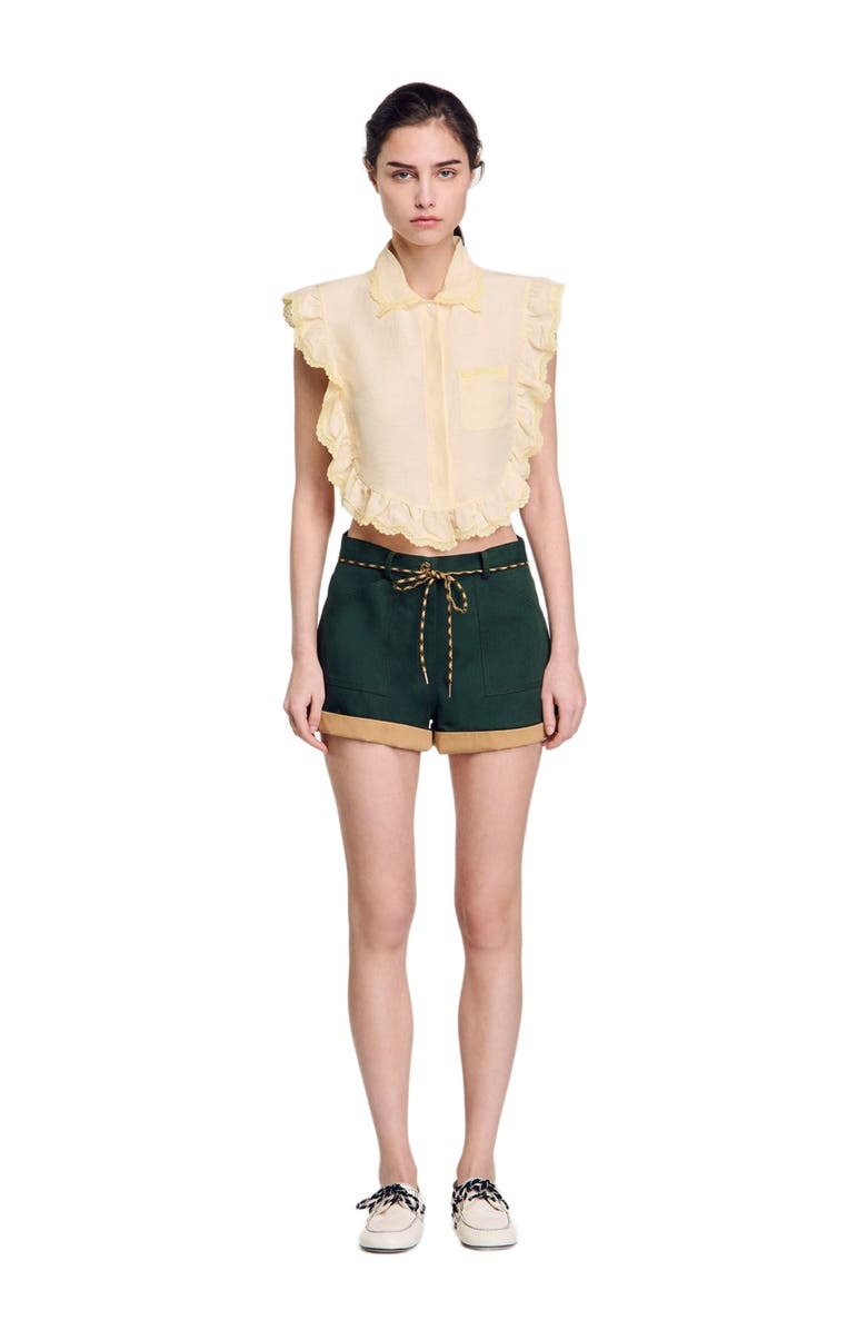 SANDRO Top Shirt collar with lace detail, Alternate, color, 