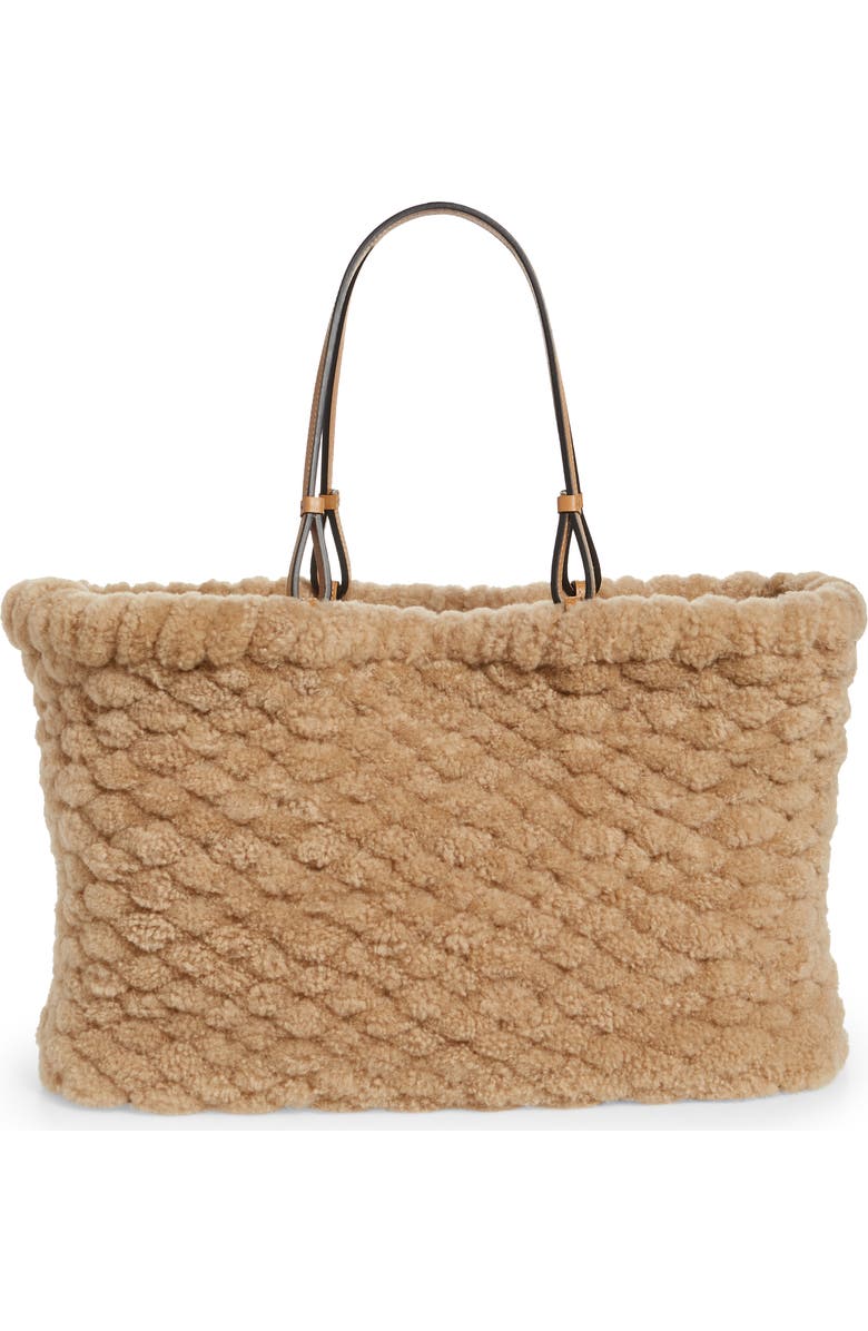 Loewe Woven Genuine Shearling Basket Bag, Alternate, color,