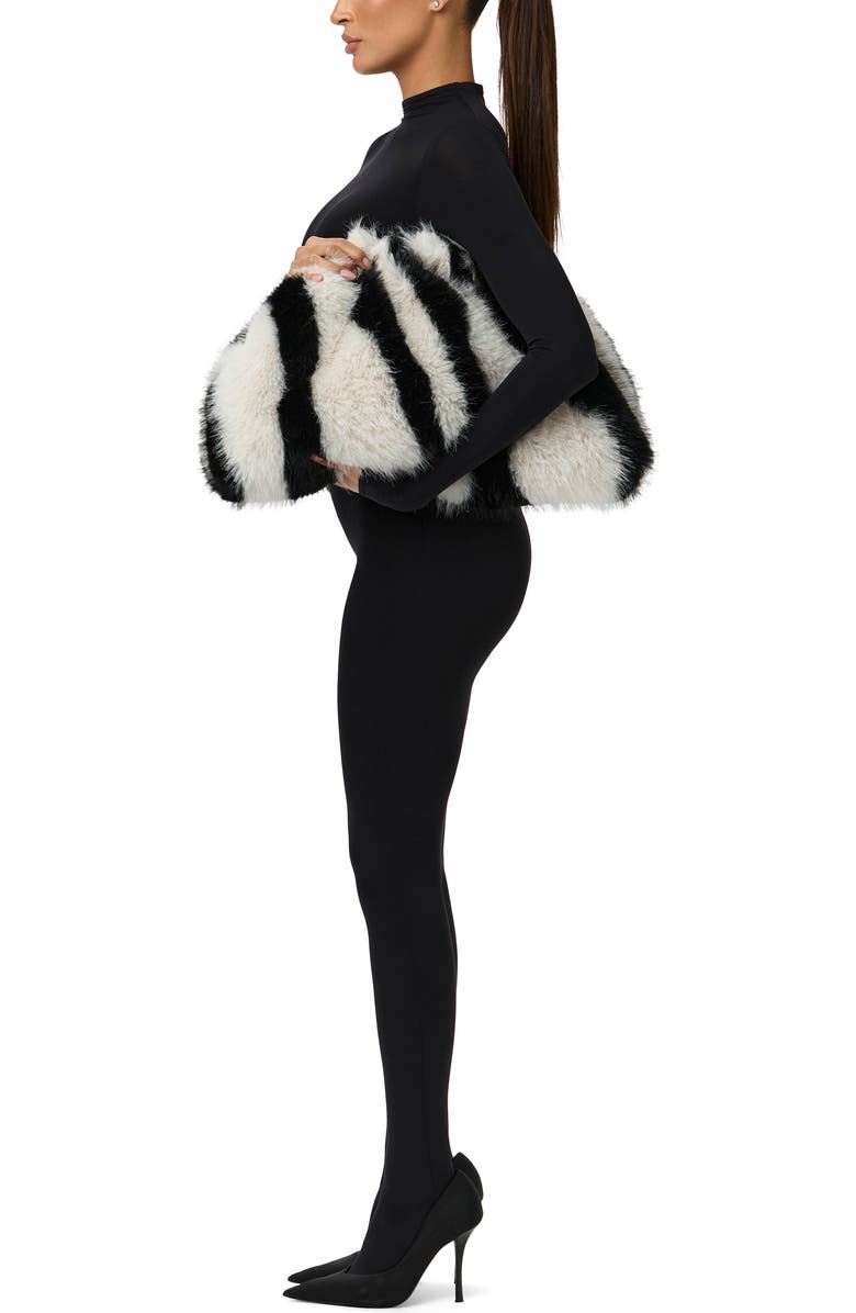 Naked Wardrobe Zebra Faux Fur Large Clutch, Alternate, color,