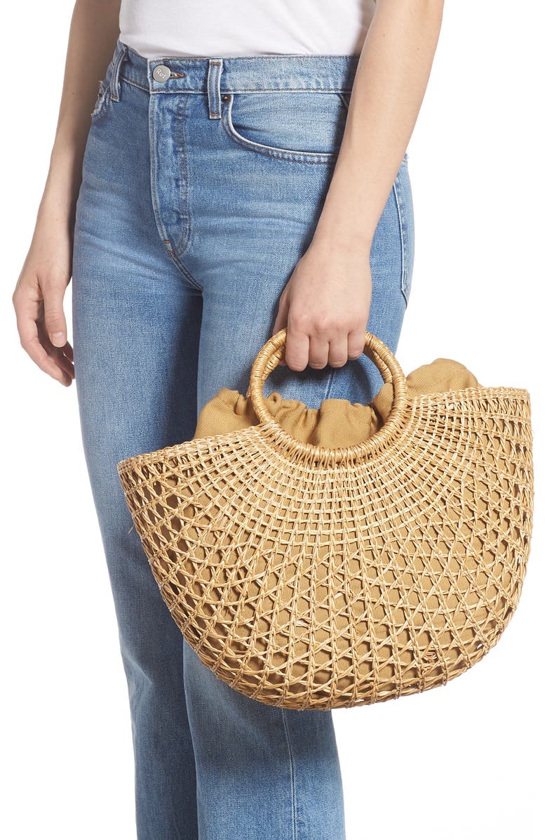 Malibu Skye Woven Straw Satchel, Alternate, color,