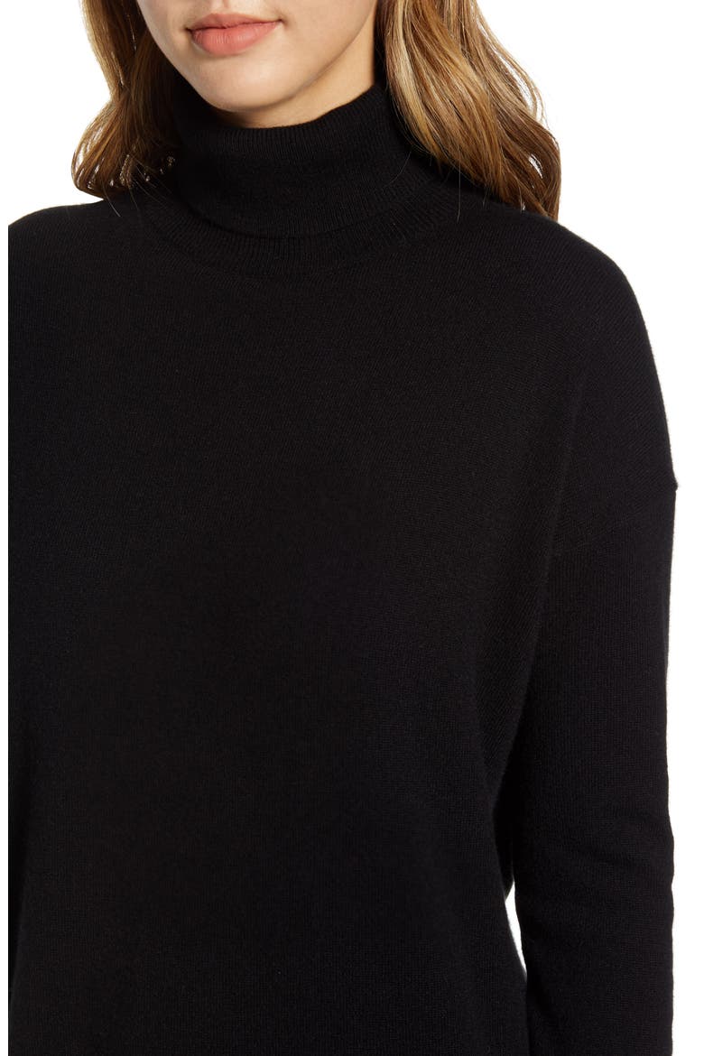 The Cashmere Turtleneck Sweater Dress, Alternate, color, BLACK