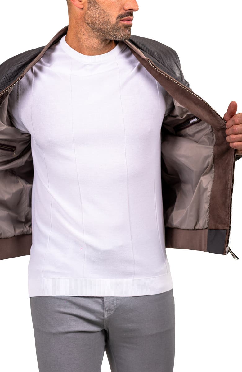 Maceoo Lambskin Leather Bomber Jacket, Alternate, color, 