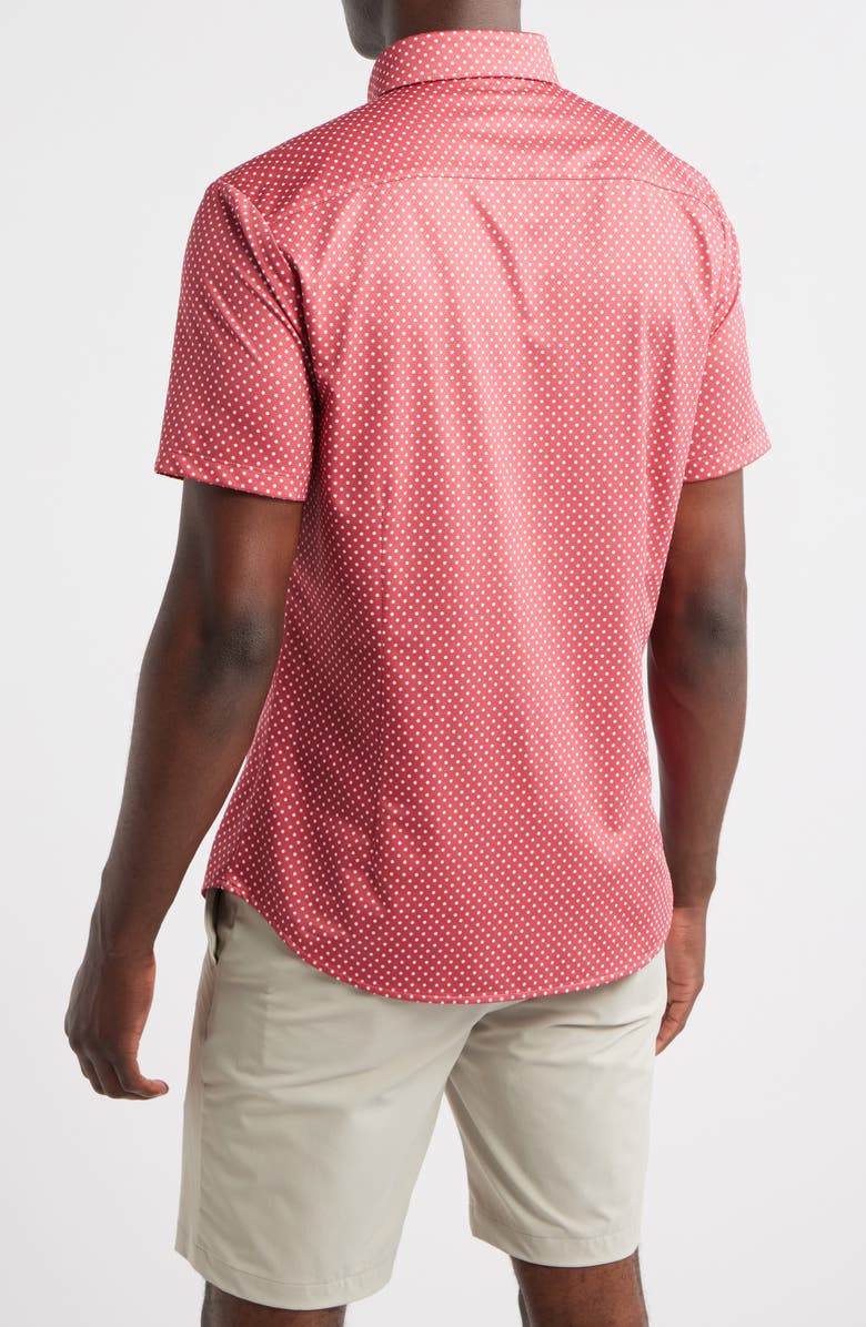 Mizzen+Main Halyard Trim Fit Short Sleeve Button-Up Shirt, Alternate, color, Red Clay Enlarged Dot