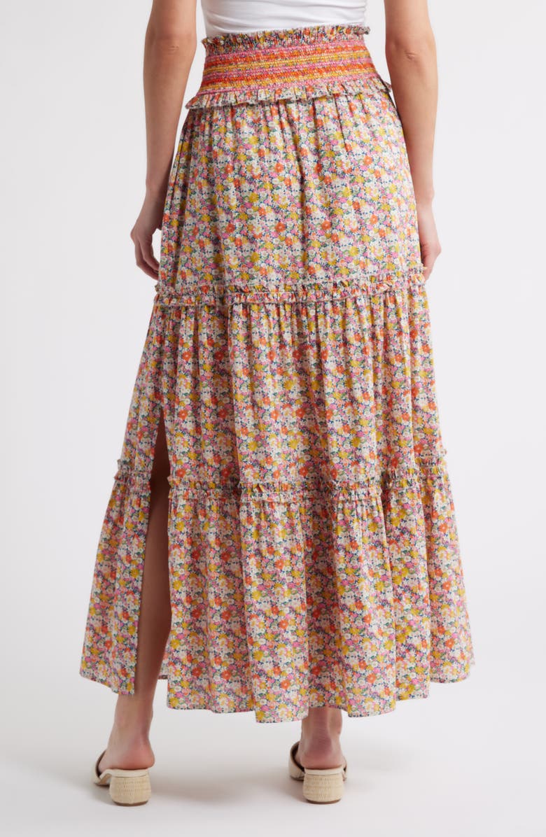 LOVE THE LABEL Raquel Floral Tiered Cotton Maxi Skirt, Alternate, color, 