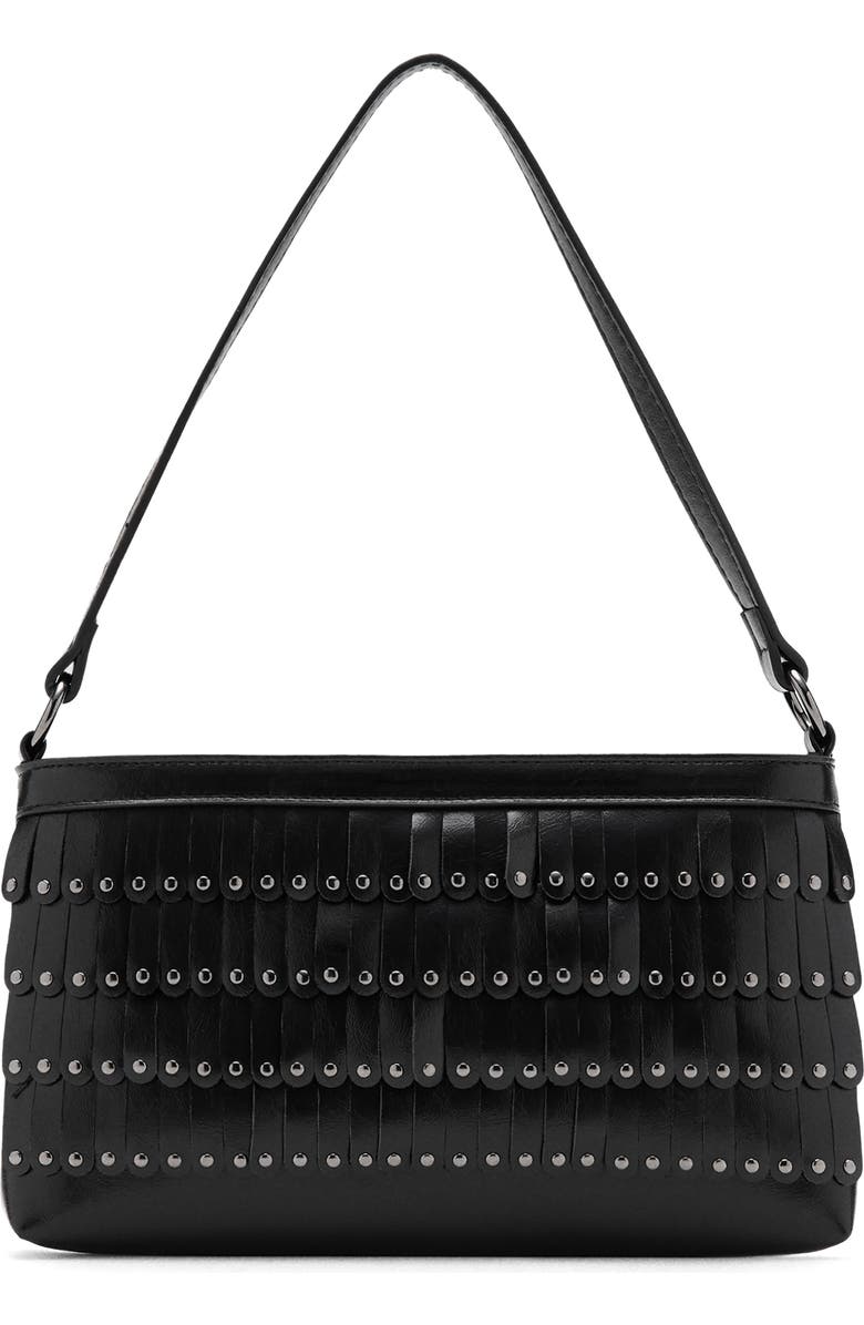 MANGO TEEN Stud Fringe Shoulder Bag, Main, color, Black