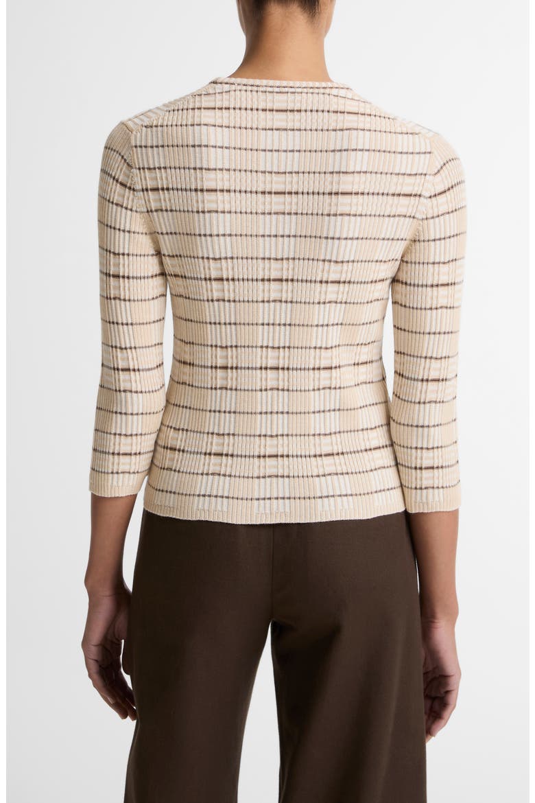 Plaid Cotton Blend Crewneck Sweater, Alternate, color, WHEATSTONE COMBO