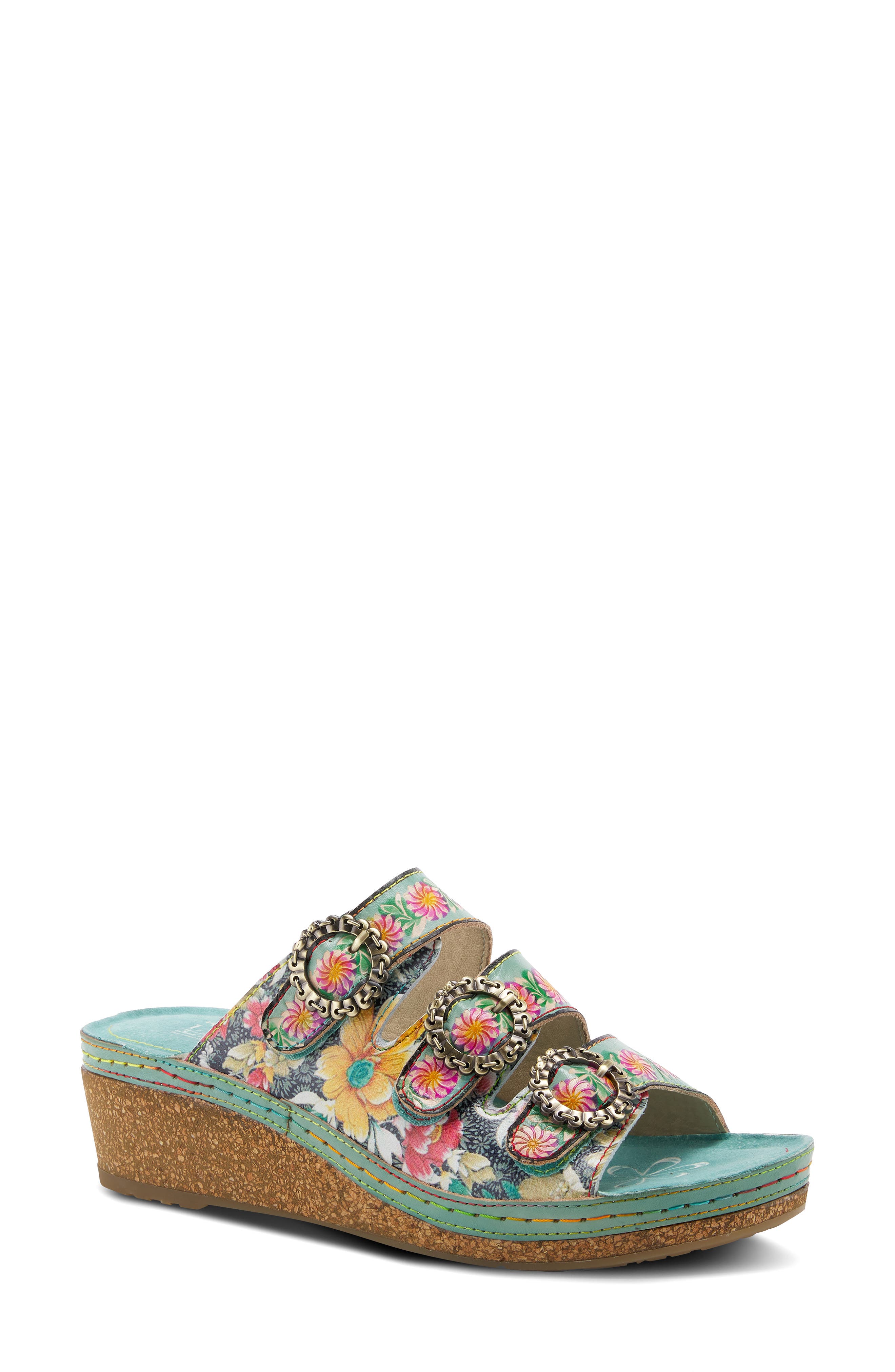 L'Artiste by Spring Step Poetry Floral Wedge Slide Sandal, Main, color, 