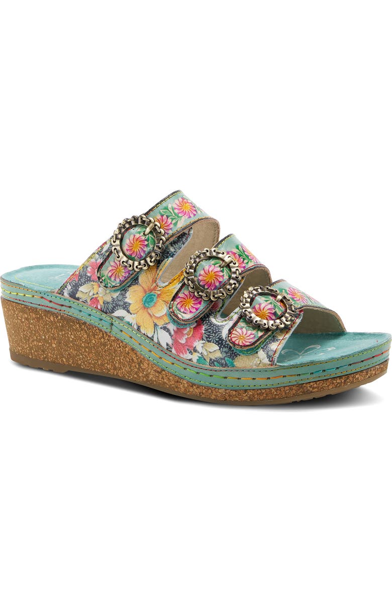 L'Artiste by Spring Step Poetry Floral Wedge Slide Sandal, Main, color,