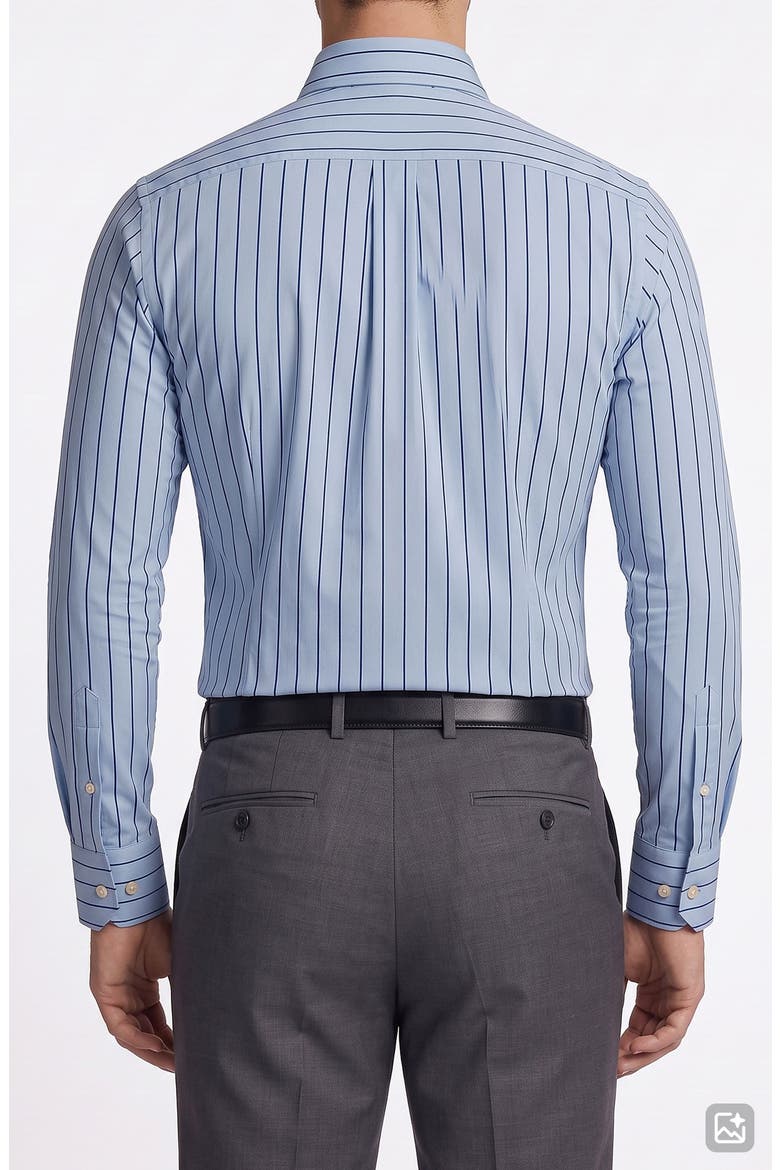 Striped Cotton Dress Shirt, Alternate, color, BLUE