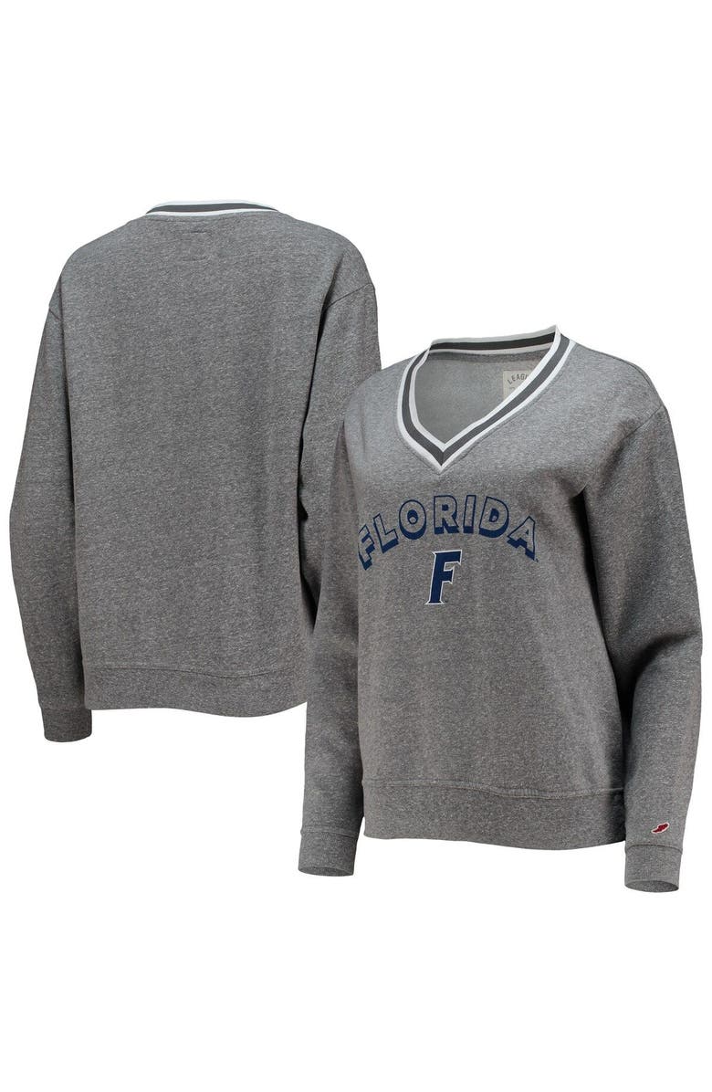 LEAGUE COLLEGIATE WEAR Women's League Collegiate Wear Heathered Gray Florida Gators Victory Springs Tri-Blend V-Neck Pullover Sweatshirt, Main, color, 
