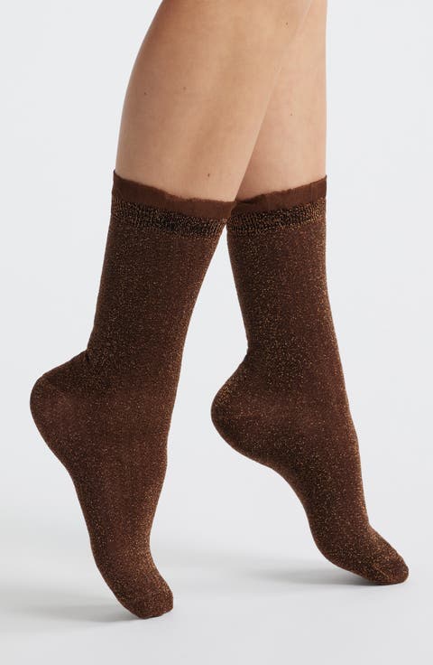 Ruffle Metallic Crew Socks
