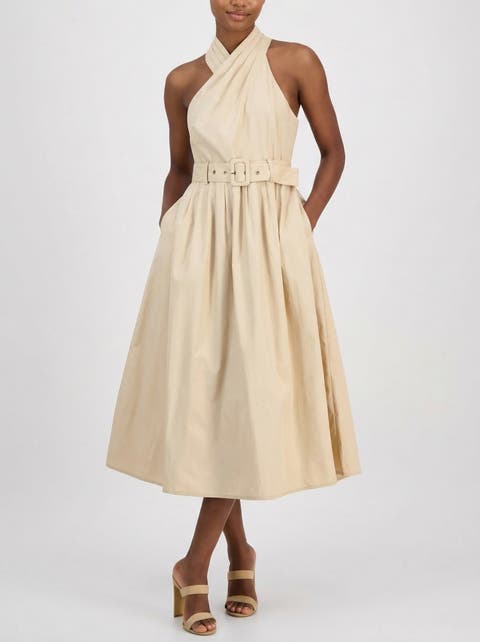 Tory Twist Neck Belted Midi Dress