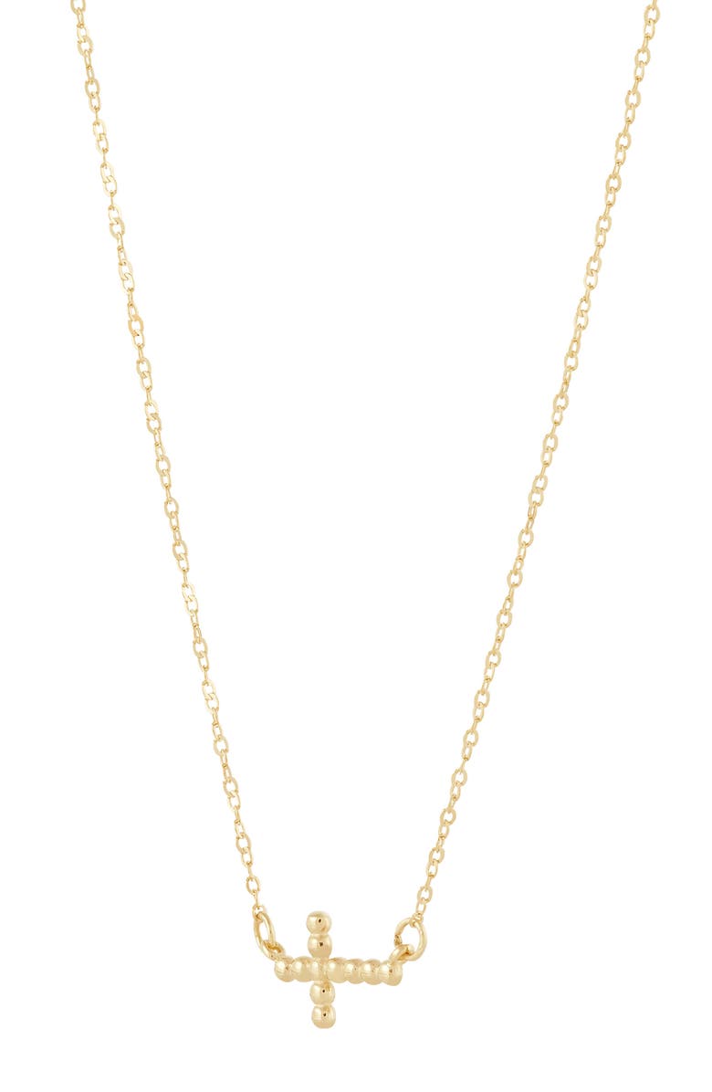Frankie & Zoe Beaded Sideways Cross Pendant Necklace, Alternate, color, Yellow Gold